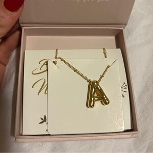 18K Gold Initial A Bubble Necklace